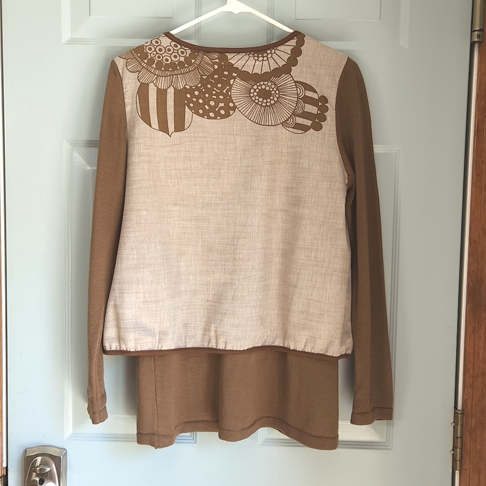 Aoyidao, Women's L Medium Brown Jerse Sleeves, Linen Fabric w Design Front/Back - Picture 5 of 8